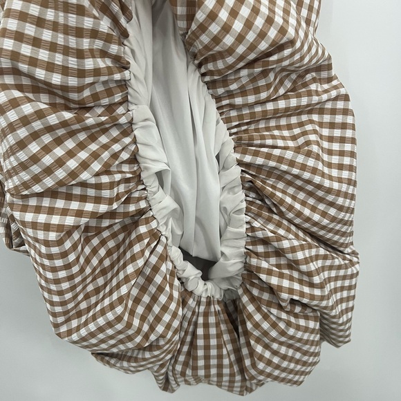 Women's Gingham Balloon Midi Skirt - Beige - Picture 7 of 10